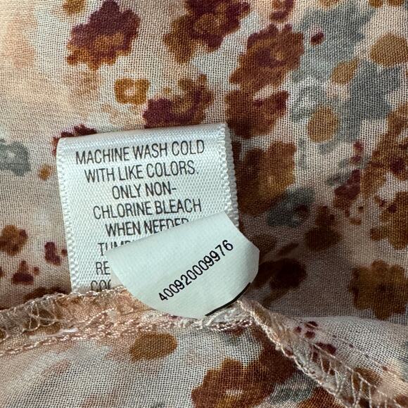 Elle 3X-Large Top Floral Semi-Sheer Ruffled V-Neck 3/4 Balloon Sleeves Multi - Picture 9 of 11